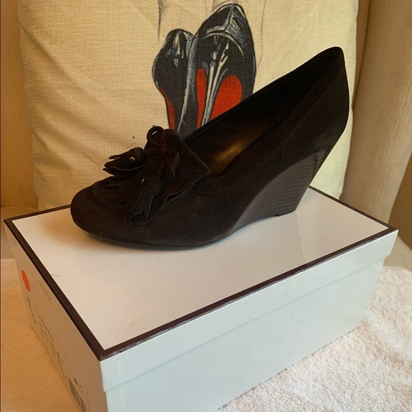 COACH Suede Wedge Loafers - Picture 1 of 5
